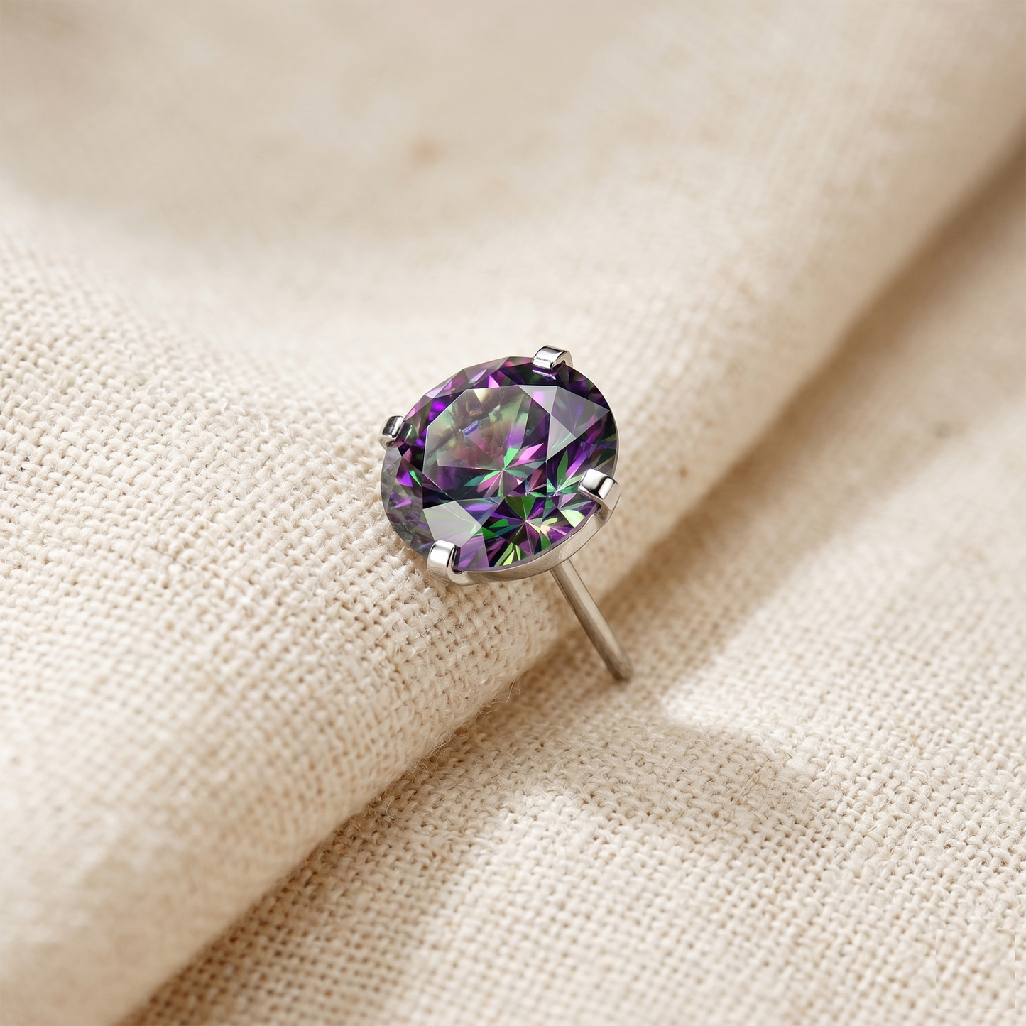 Titanium CZ Prong Set Threadless Top