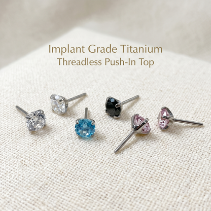 Titanium CZ Prong Set Threadless Top