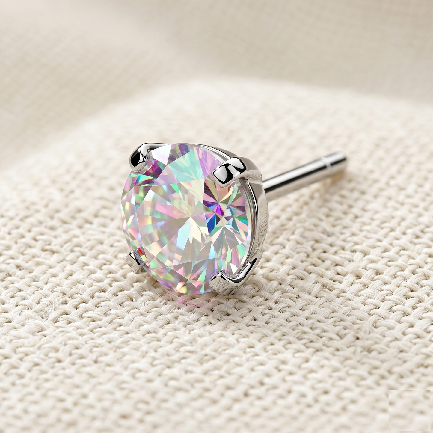 Titanium CZ Prong Set Threadless Top