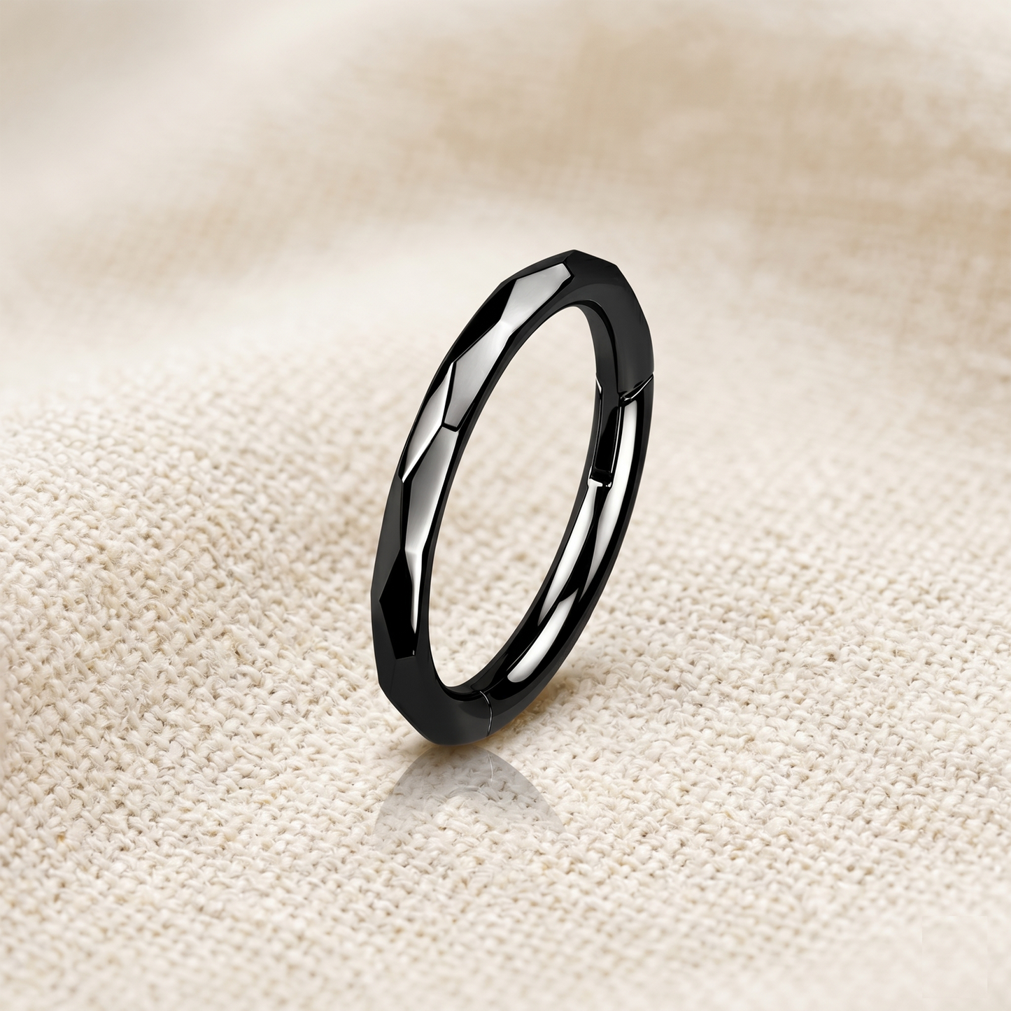Titanium Faceted Side Hinged Clicker Hoop 16G