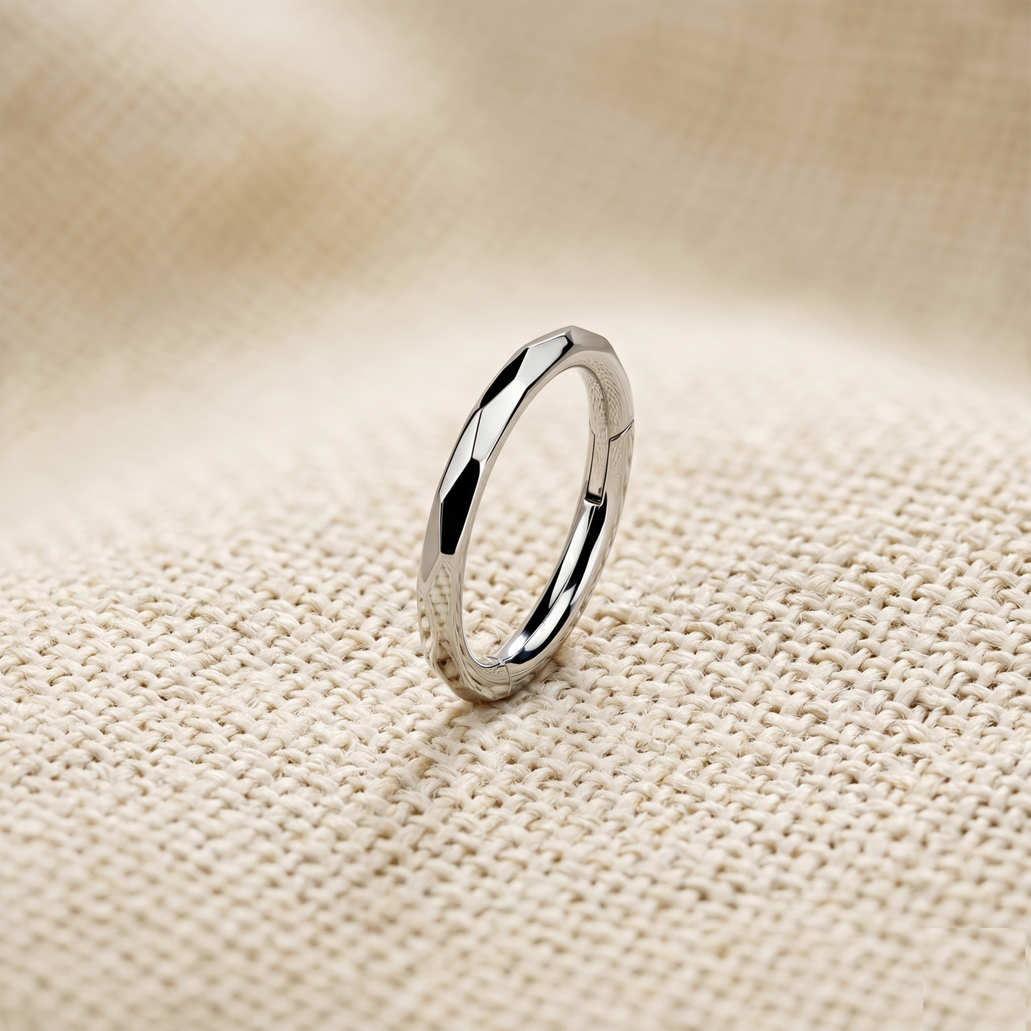 Titanium Faceted Side Hinged Clicker Hoop 16G