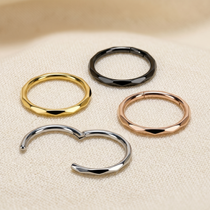 Titanium Faceted Side Hinged Clicker Hoop 16G