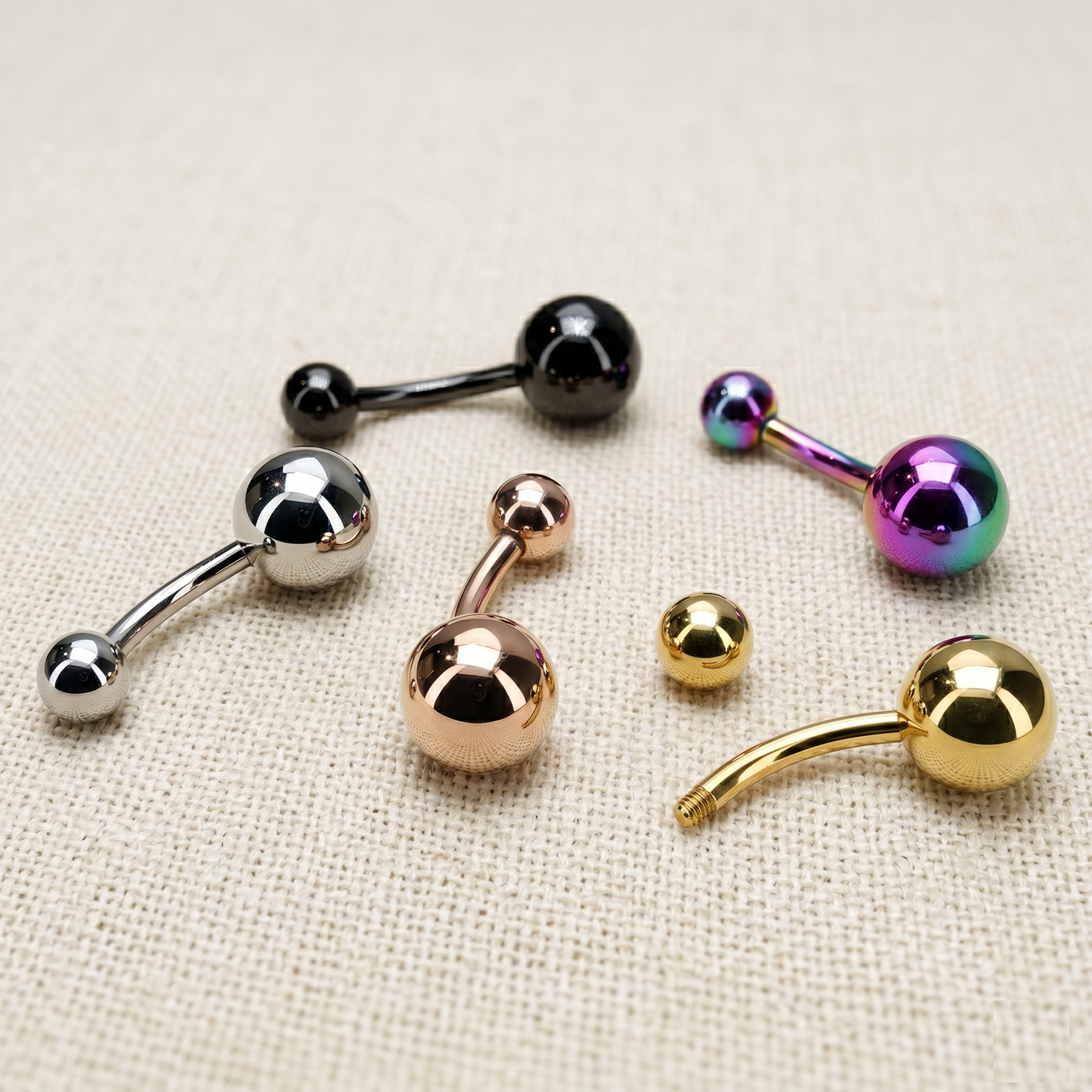 Titanium Plain Ball Curved Belly Button Ring 14G