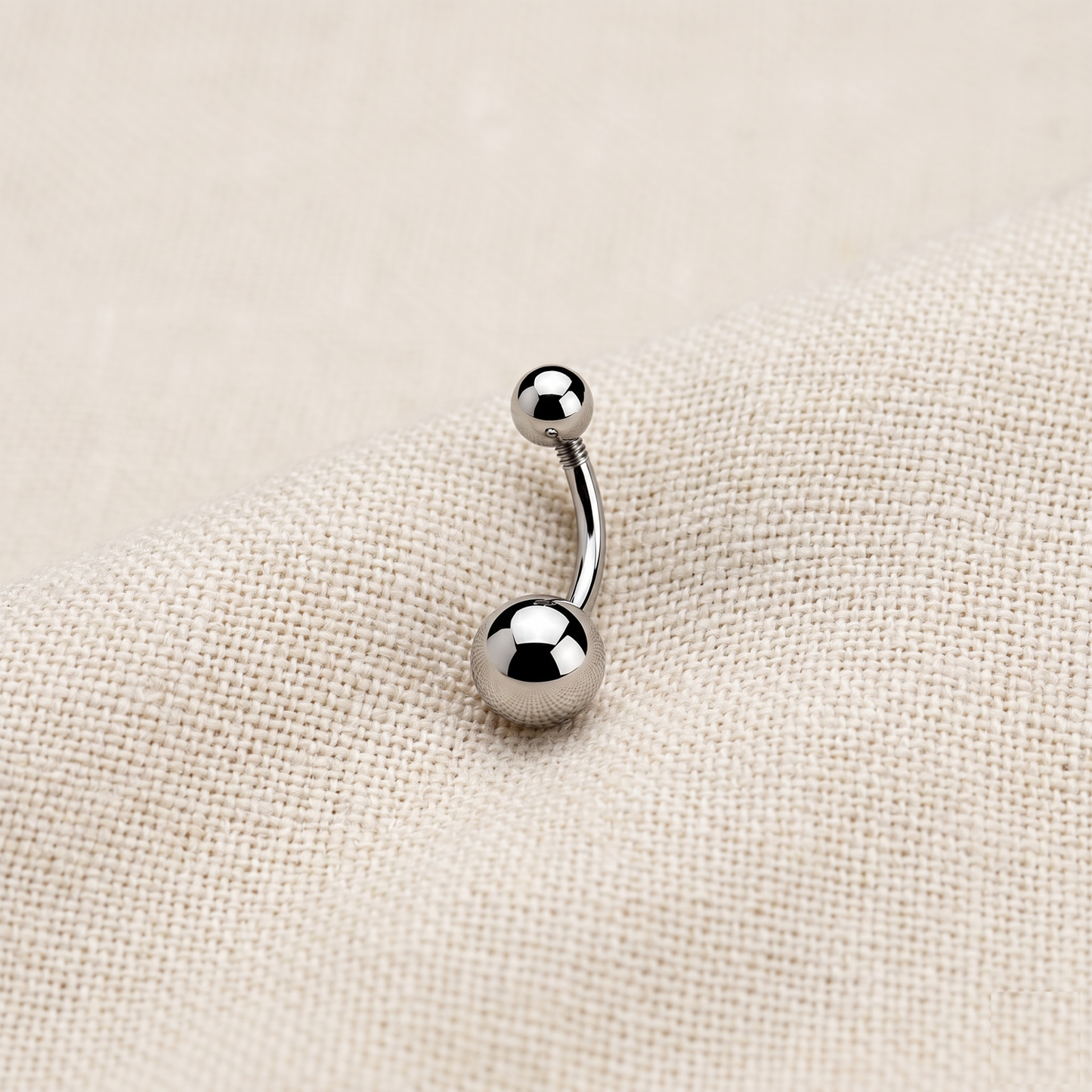 Titanium Plain Ball Curved Belly Button Ring 14G