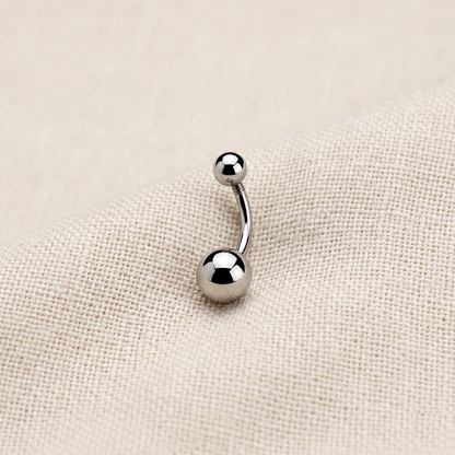 Titanium Plain Ball Curved Belly Button Ring 14G