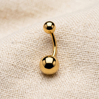 Titanium Plain Ball Curved Belly Button Ring 14G