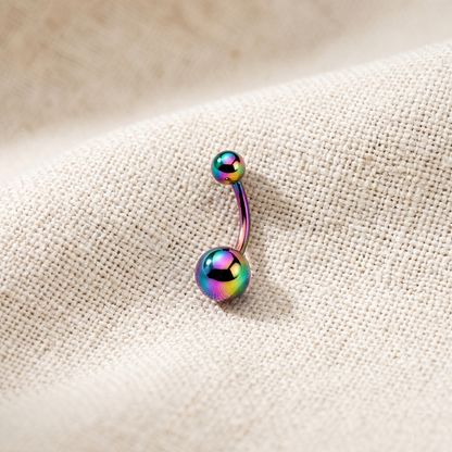 Titanium Plain Ball Curved Belly Button Ring 14G