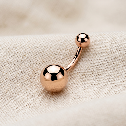 Titanium Plain Ball Curved Belly Button Ring 14G