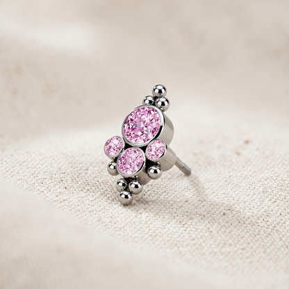 Titanium Beads with CZ Cluster Threadless Top
