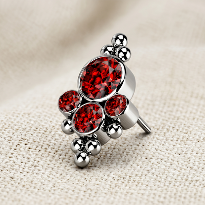 Titanium Beads with CZ Cluster Threadless Top