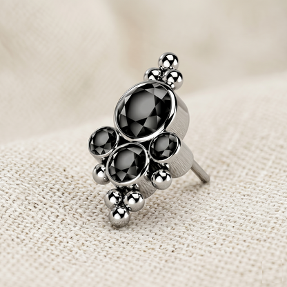 Titanium Beads with CZ Cluster Threadless Top
