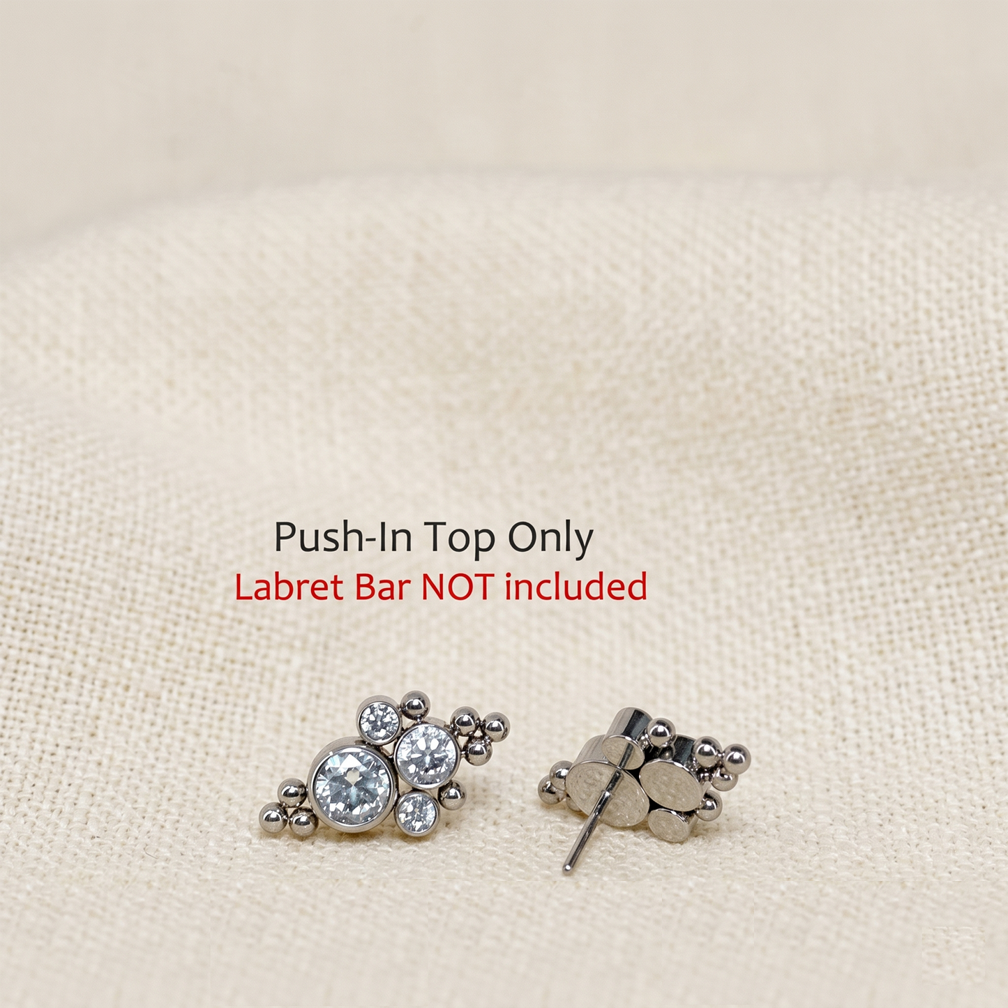 Titanium Beads with CZ Cluster Threadless Top