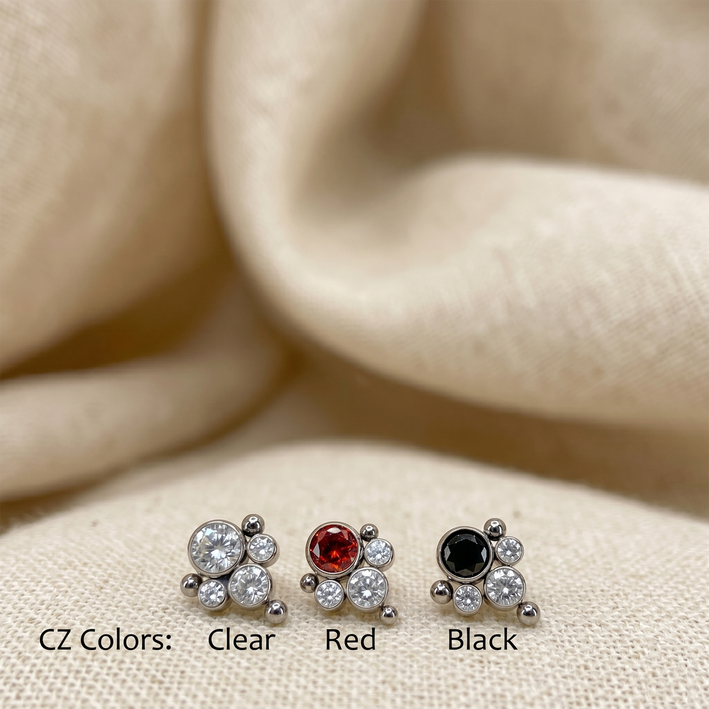 Titanium CZ Cluster Threadless Top