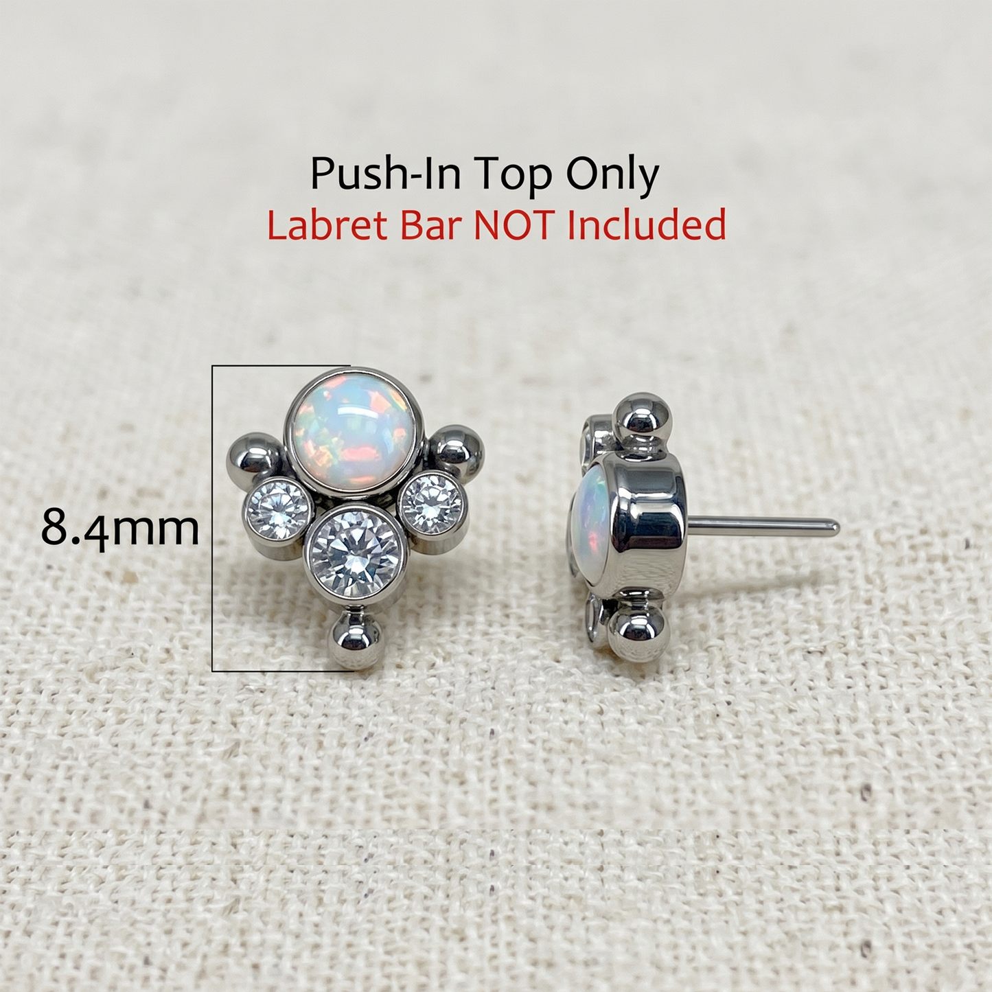Titanium CZ Cluster Threadless Top
