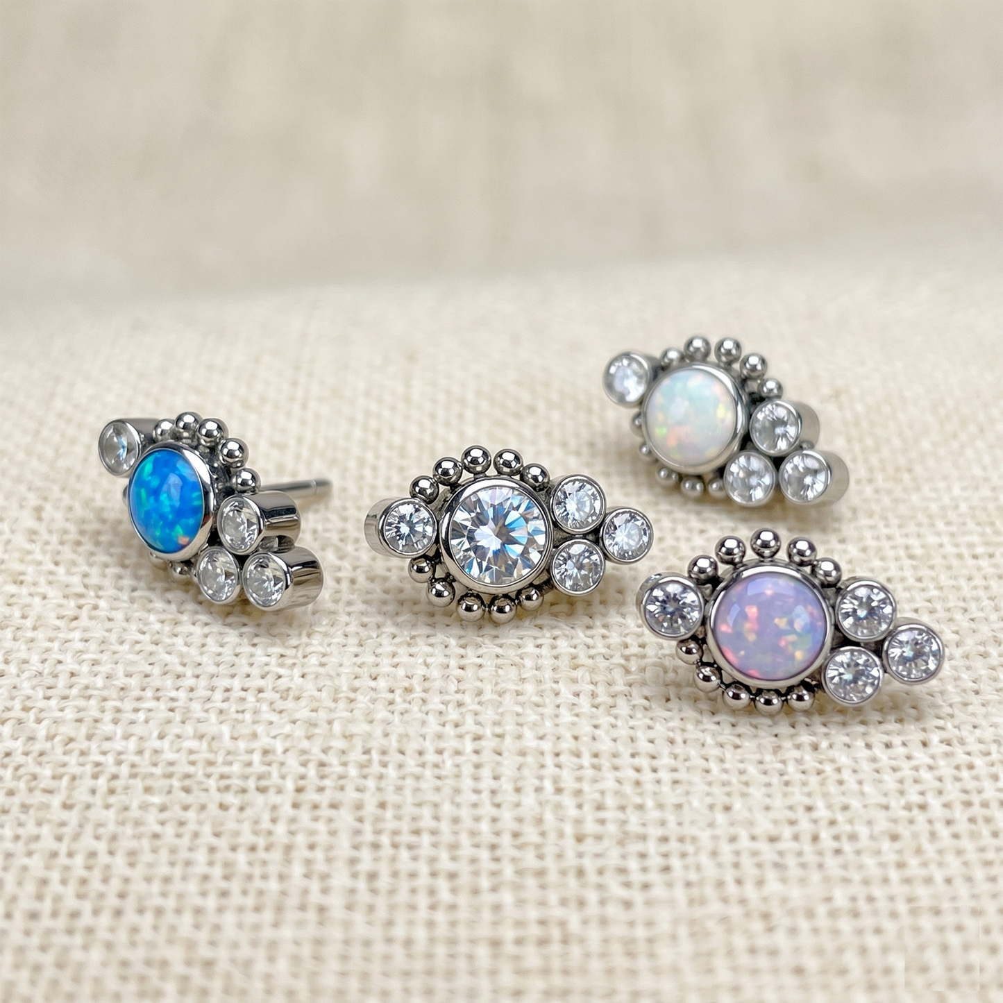 Titanium CZ Opal Cluster Threadless Top