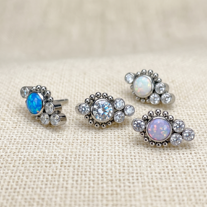 Titanium CZ Opal Cluster Threadless Top