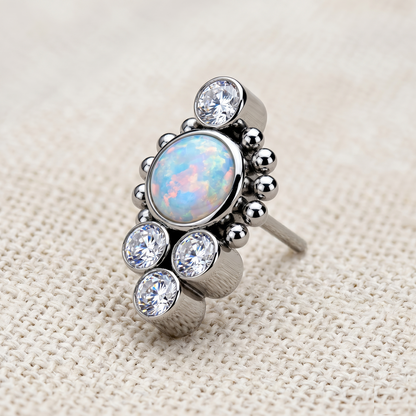Titanium CZ Opal Cluster Threadless Top