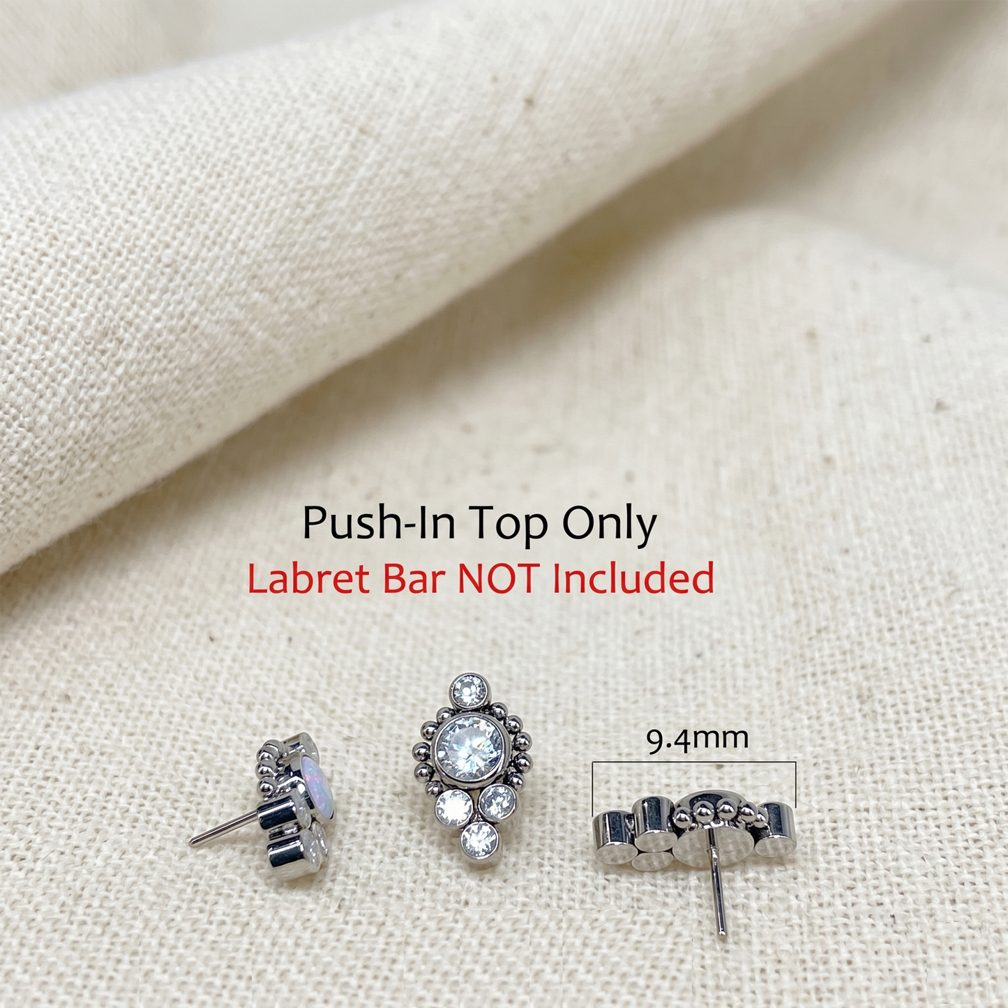 Titanium CZ Opal Cluster Threadless Top