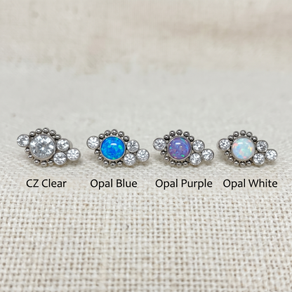 Titanium CZ Opal Cluster Threadless Top