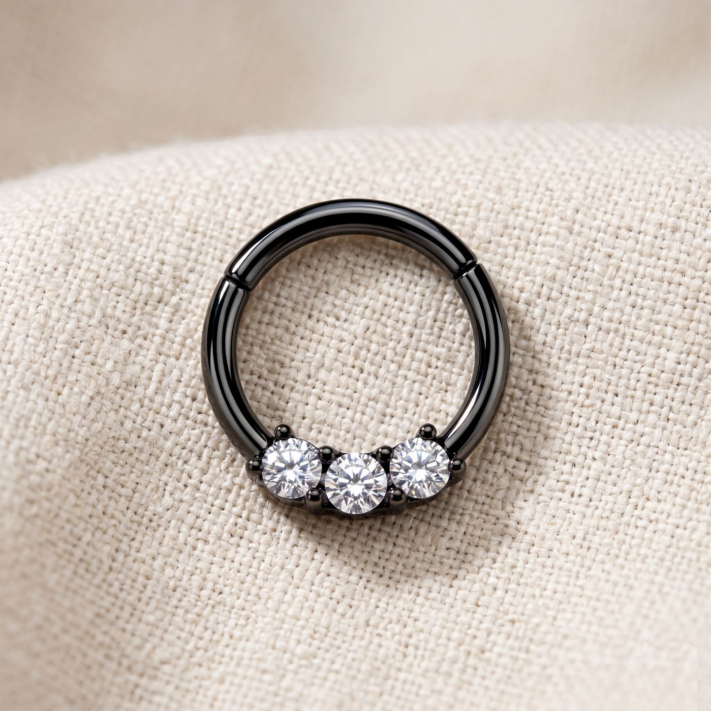 Surgical Steel 3-CZ Hinged Clicker Hoop 16G