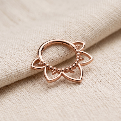 Surgical Steel Flower Hinged Clicker Hoop 16G