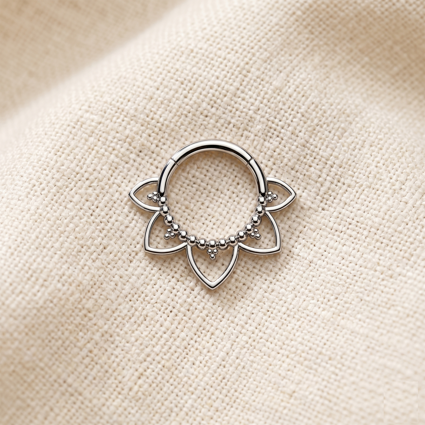 Surgical Steel Flower Hinged Clicker Hoop 16G