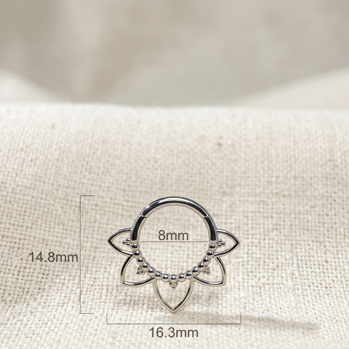 Surgical Steel Flower Hinged Clicker Hoop 16G