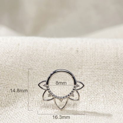 Surgical Steel Flower Hinged Clicker Hoop 16G