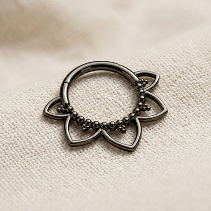 Surgical Steel Flower Hinged Clicker Hoop 16G