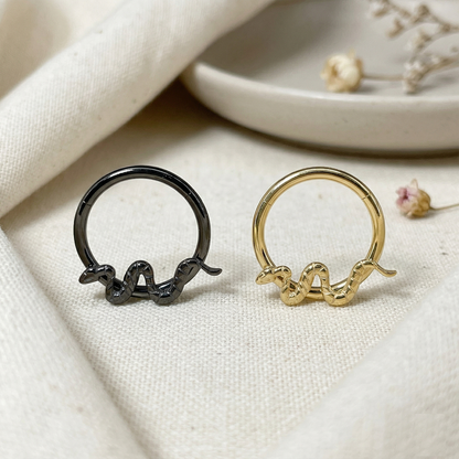 Titanium Snake Hinged Clicker Hoop 16G