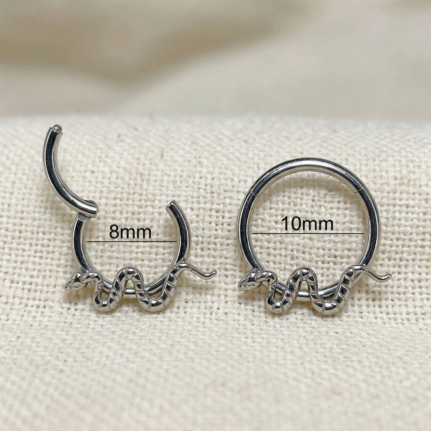 Titanium Snake Hinged Clicker Hoop 16G