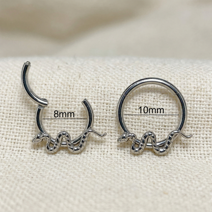 Titanium Snake Hinged Clicker Hoop 16G