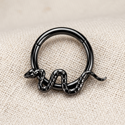 Titanium Snake Hinged Clicker Hoop 16G