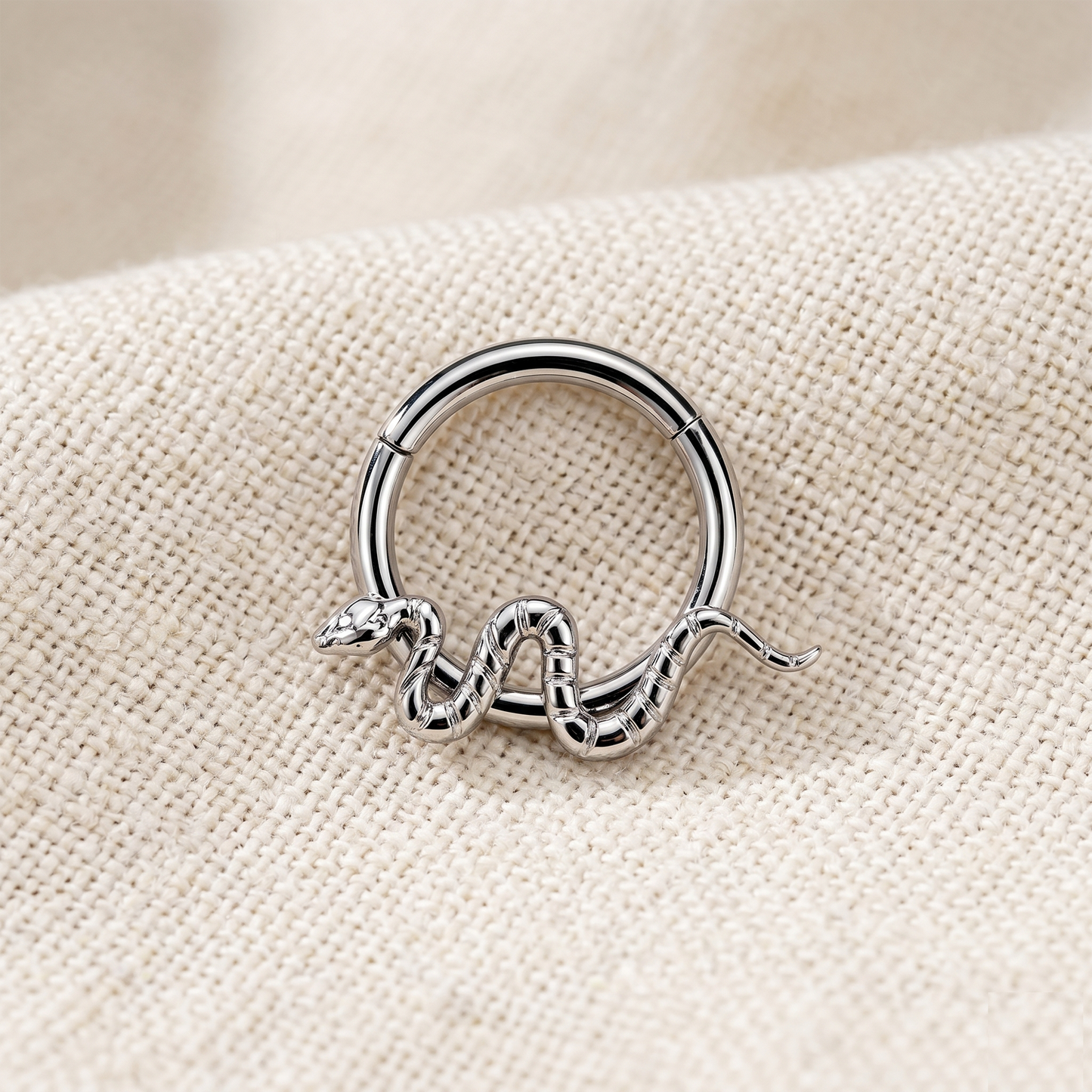 Titanium Snake Hinged Clicker Hoop 16G