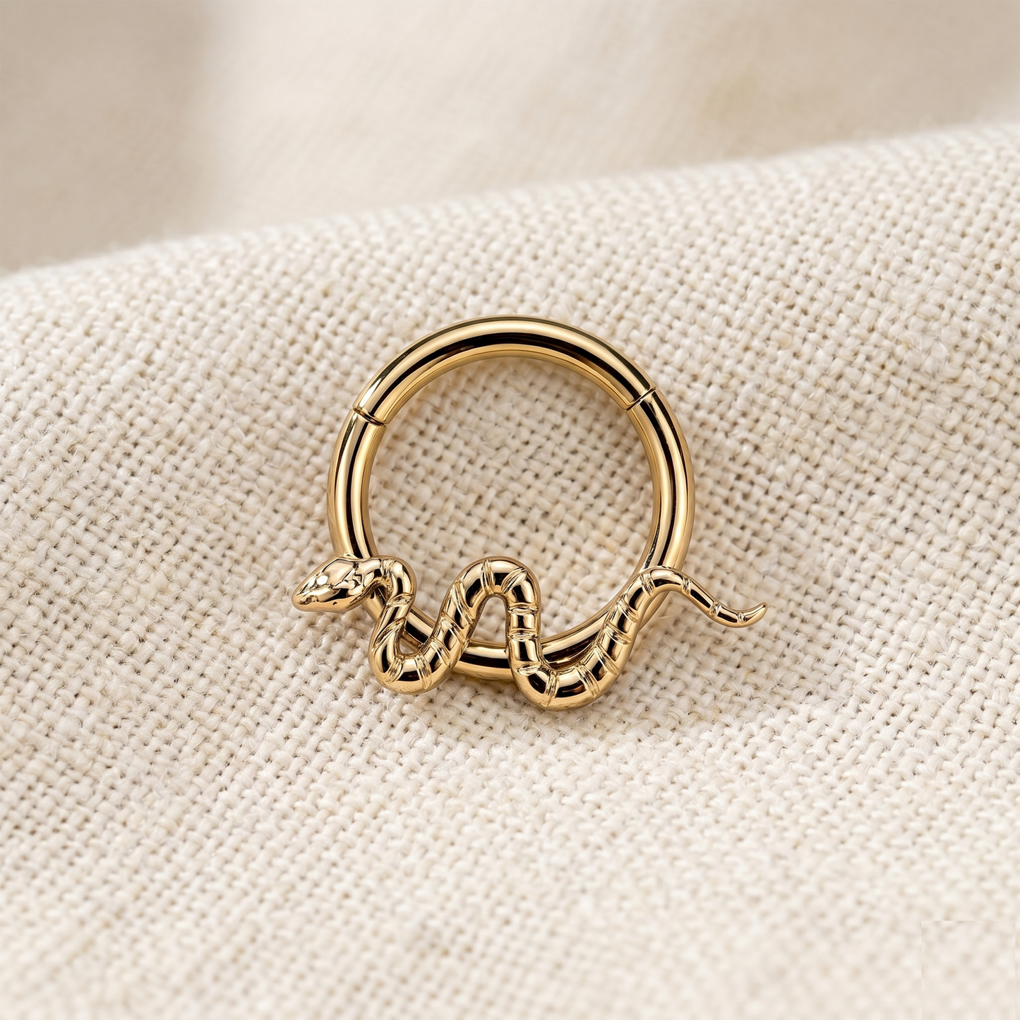 Titanium Snake Hinged Clicker Hoop 16G