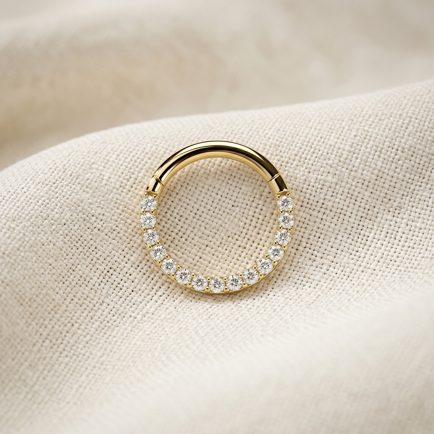 Surgical Steel Hinged Clicker Hoop with CZ in Front