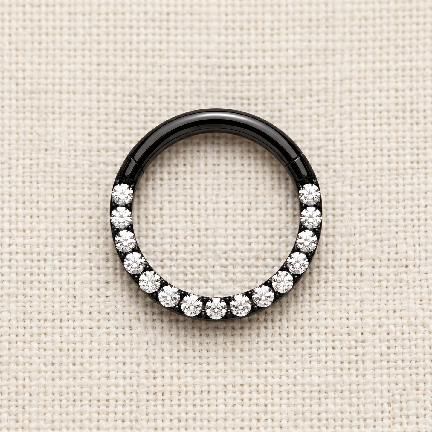 Surgical Steel Hinged Clicker Hoop with CZ in Front