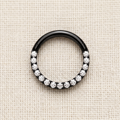 Surgical Steel Hinged Clicker Hoop with CZ in Front
