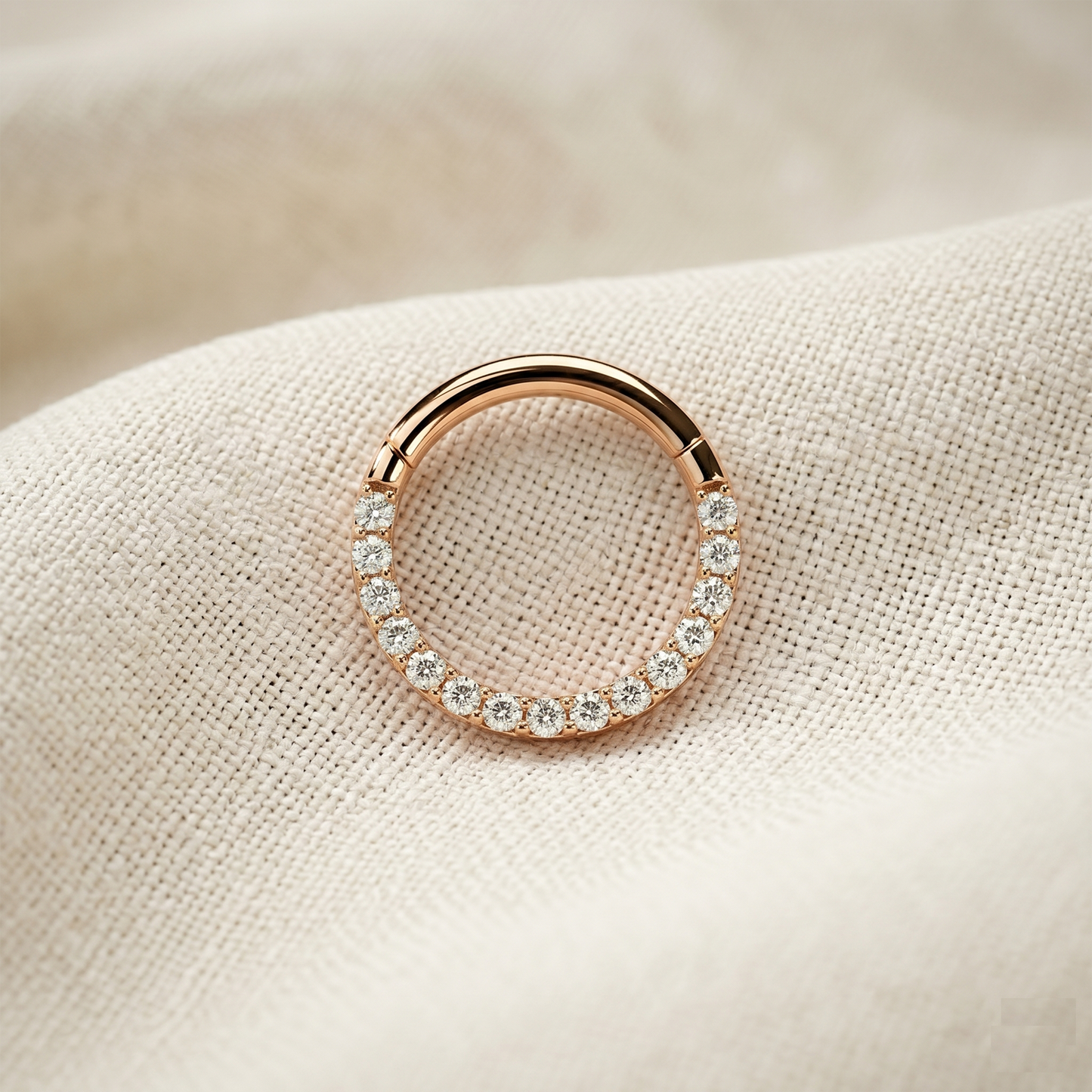 Surgical Steel Hinged Clicker Hoop with CZ in Front