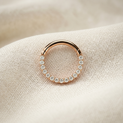 Surgical Steel Hinged Clicker Hoop with CZ in Front