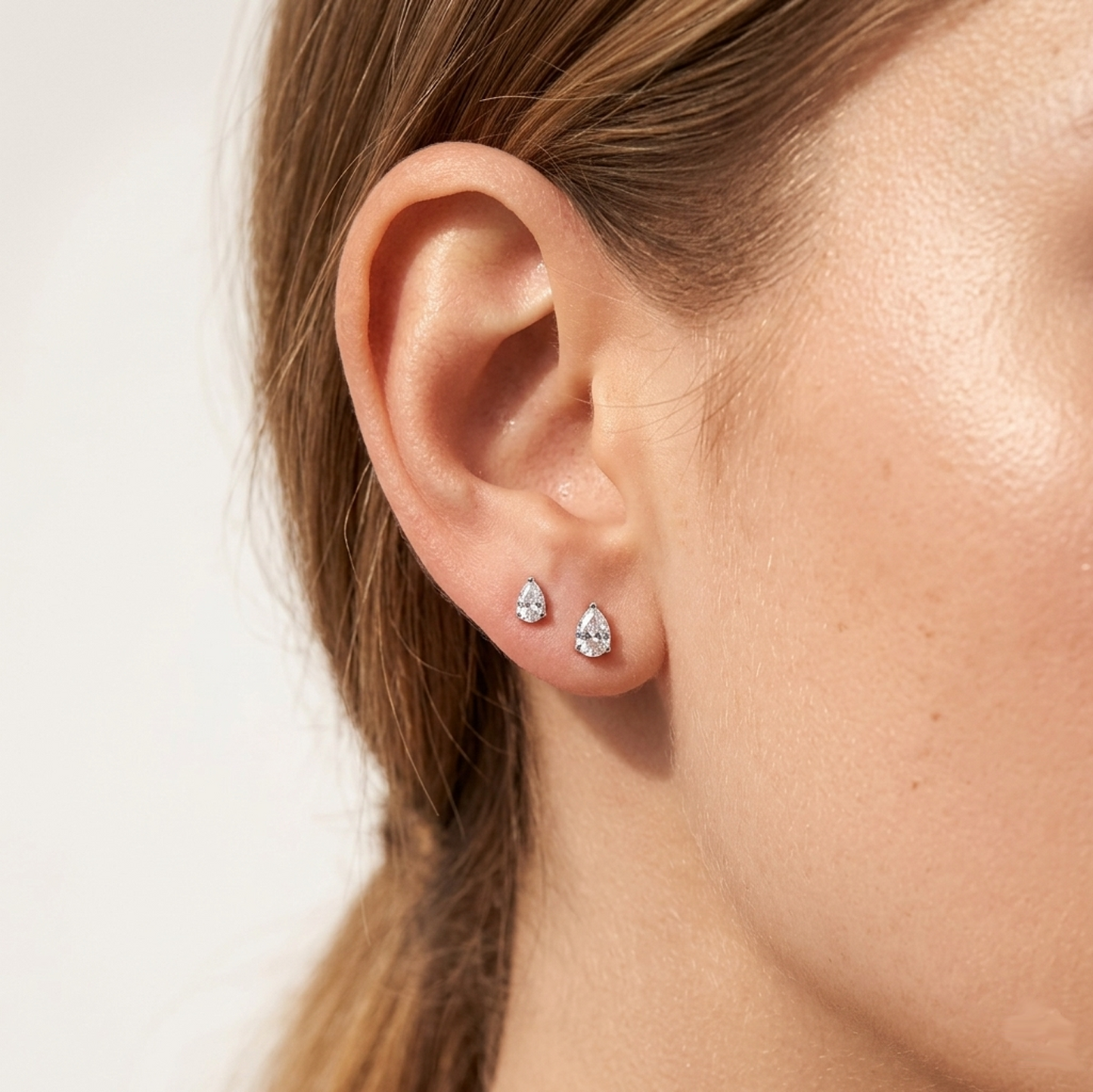 Surgical Steel Teardrop CZ Stud Earrings 20G