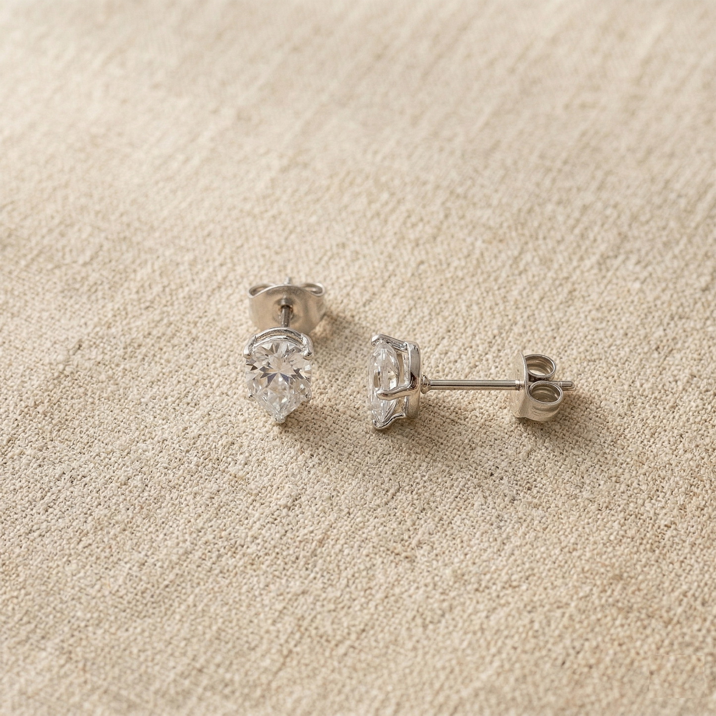 Surgical Steel Teardrop CZ Stud Earrings 20G