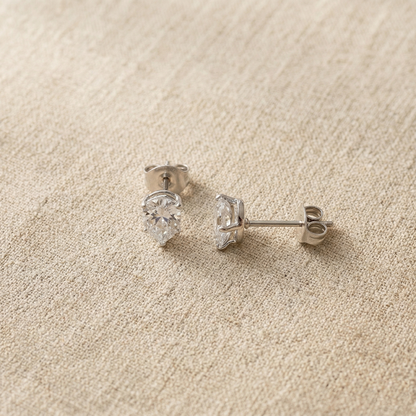 Surgical Steel Teardrop CZ Stud Earrings 20G - Rose Gold