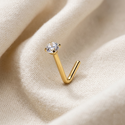 Surgical Steel 3mm CZ L-Bend Nose Stud 18G 20G