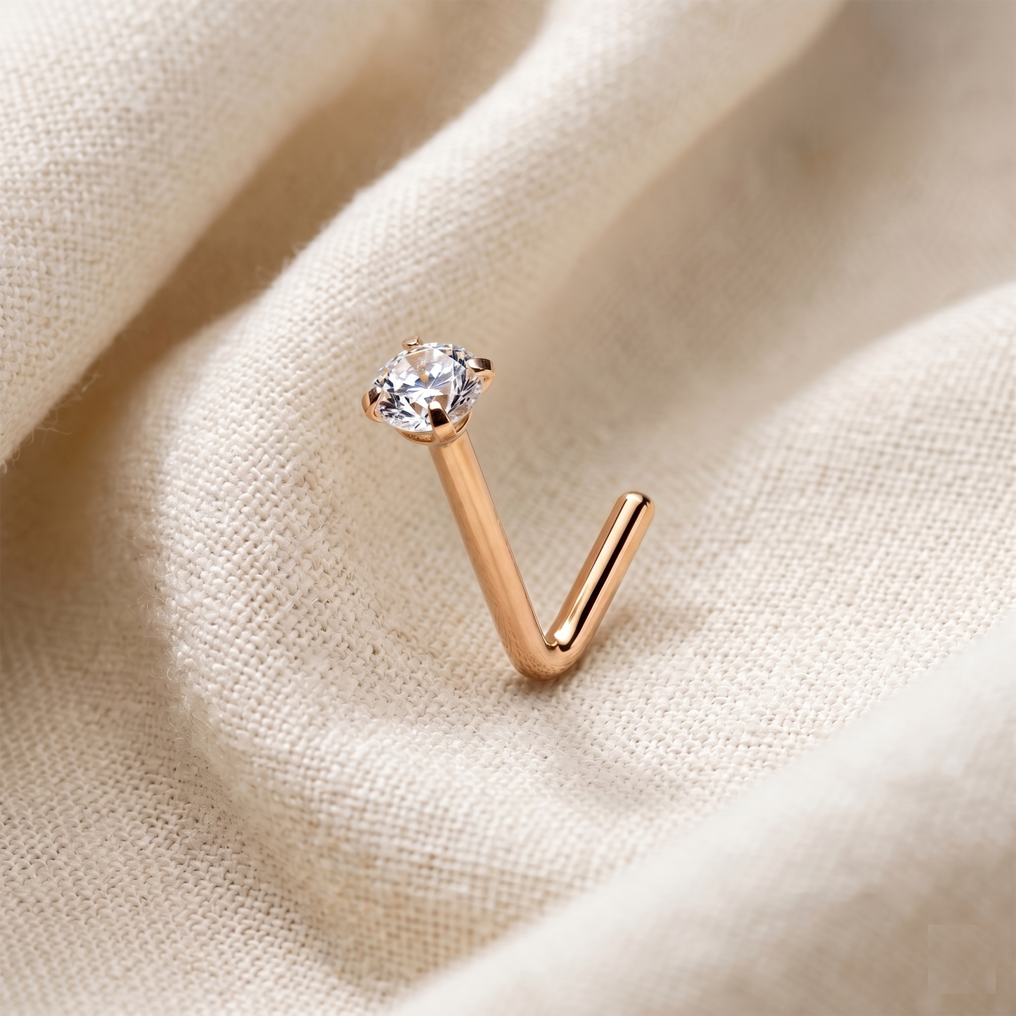 Surgical Steel 3mm CZ L-Bend Nose Stud 18G 20G