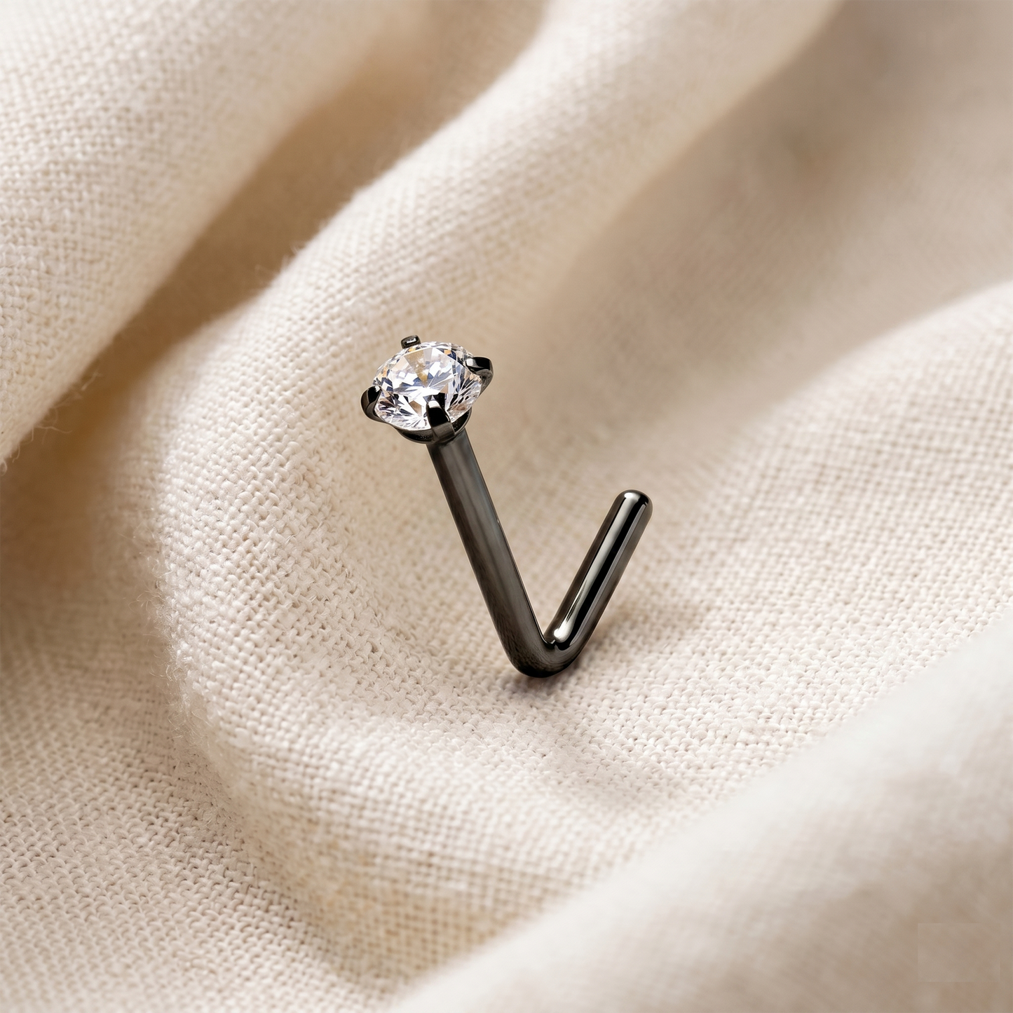 Surgical Steel 3mm CZ L-Bend Nose Stud 18G 20G