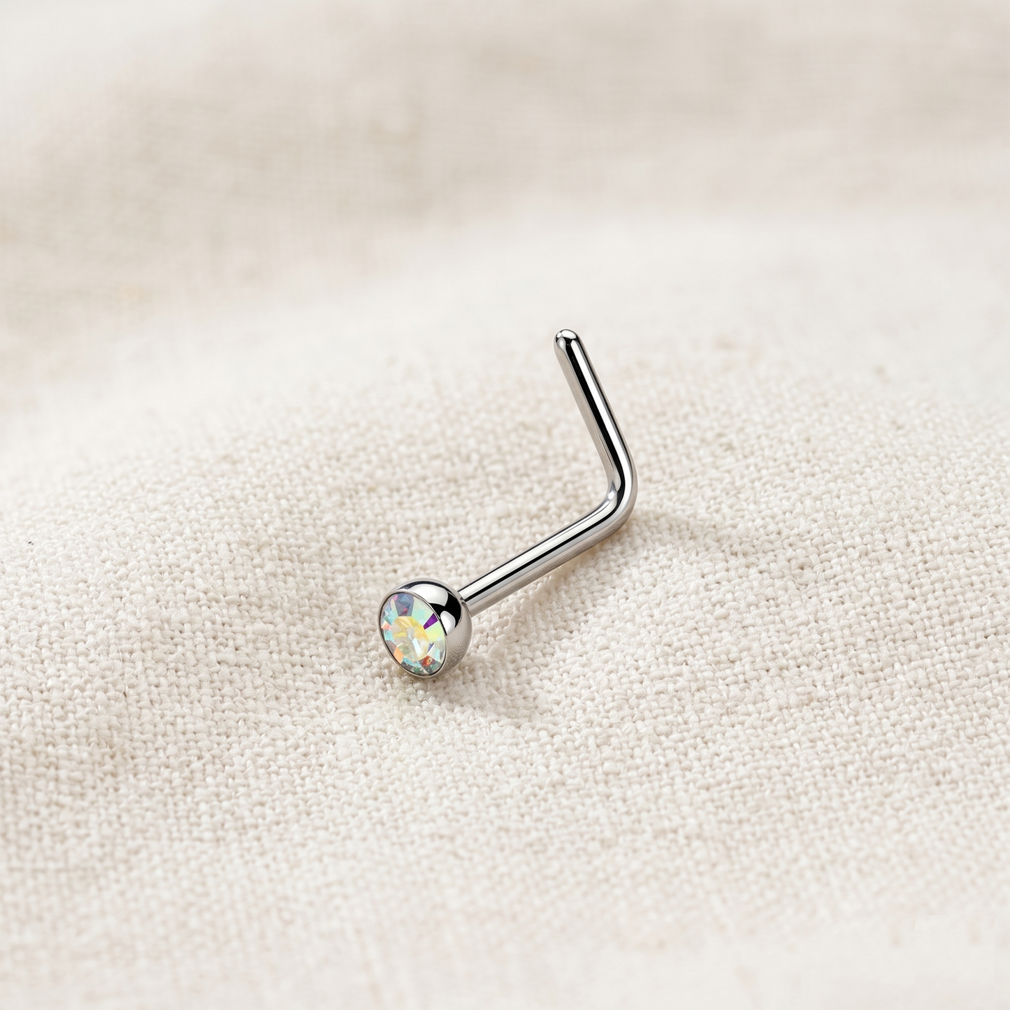 Surgical Steel 2.5mm CZ L-Bend Nose Stud 18G 20G