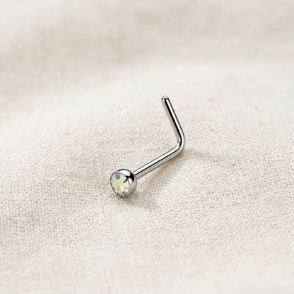 Surgical Steel 2.5mm CZ L-Bend Nose Stud 18G 20G