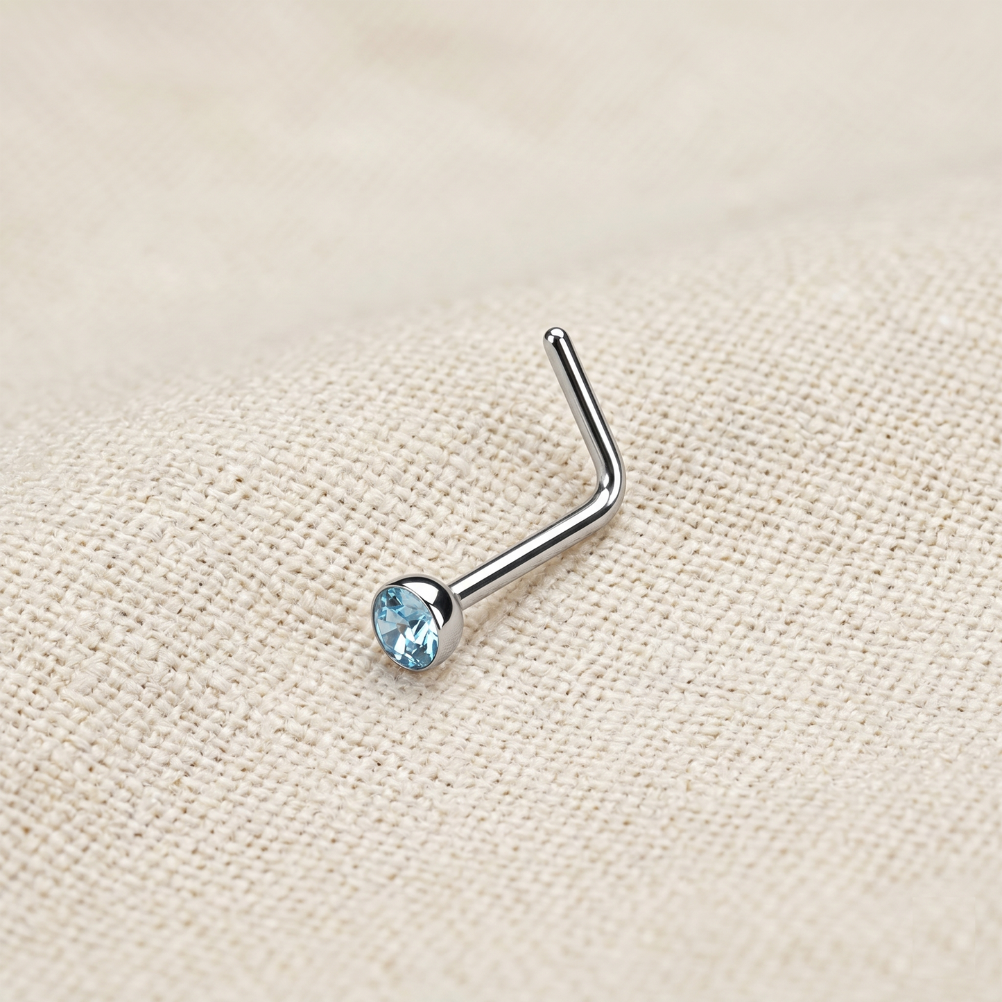 Surgical Steel 2.5mm CZ L-Bend Nose Stud 18G 20G