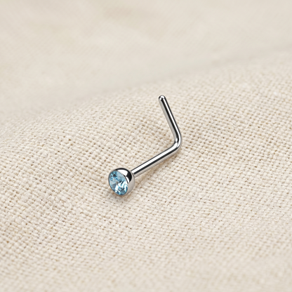 Surgical Steel 2.5mm CZ L-Bend Nose Stud 18G 20G